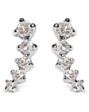 Haus of Brilliance 10K 1/10 Cttw Diamond Journey Style Climber Stud Earrings (H-I Colour, I1-I2 Clarity) - White