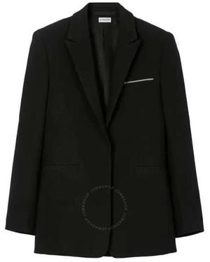 Burberry Single-Breasted Wool Tailored Jacket, Brand Size 50 Us - Black
