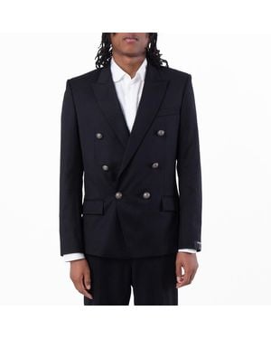 Balmain Double Breasted Tailored Wool Jacket, Brand Size 48 (Us - Black