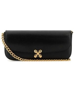McQueen Leather Skull Flower Crossbody Bag - Black