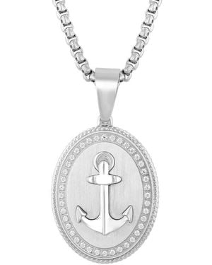 Robert Alton 3/8Ctw Diamond Stainless Steel Anchor Medallion Pendant - Metallic