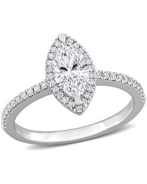 Created Forever 1 1/2 Ct Tw Marquise & Round Lab Created Diamond With Tsavorite Accent Halo Engagement Ring - Metallic