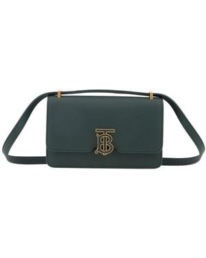 Burberry Grainy Leather Mini Tb Bag - Black