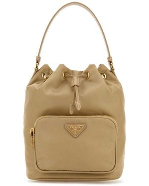 Prada Re-Nylon Duet Bucket Bag - Natural
