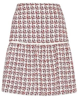 Ferragamo Patterned Cotton-Blend Flounce Skirt, Brand Size 44 Us - Red