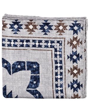 Brunello Cucinelli Light Silk Printed Pocket Square - Blue