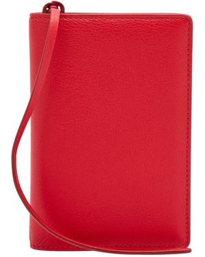 Ferragamo Logo Stamp Leather Passport Holder - Red