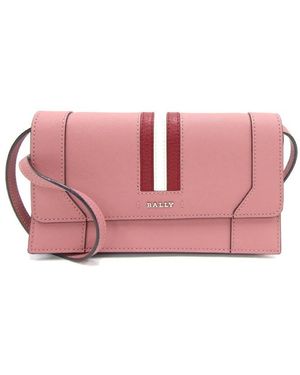 Bally Stafford Leather Continental Wallet With Strap - Pink