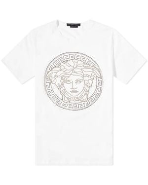 Versace Crystal Medusa Motif Short Sleeve T-Shirt - White
