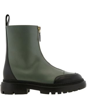 Bally Giuli Leather Zipped Ankle Boots, Brand Size 40 Us - Green