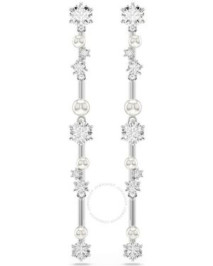 Swarovski Constella Crystal Pearl Drop Earrings - White