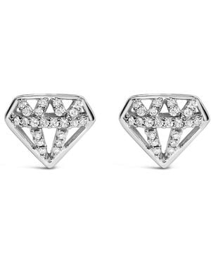 Haus of Brilliance Sterling 1/6 Cttw Diamond Motif Stud Earrings - Metallic