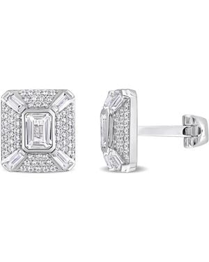 Amour 5-3/4Ct Tgw Octagon Baguette And Round-Cut Created Sapphire Cufflinks - Metallic
