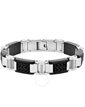 Robert Alton 1/6Ctw Diamond Stainless Steel With Finish Woven Inlay Link Bracelet - Metallic