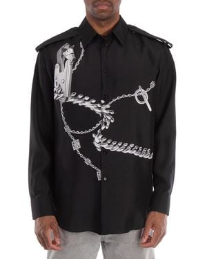 Burberry Knight Hardware Print Silk Shirt - Black