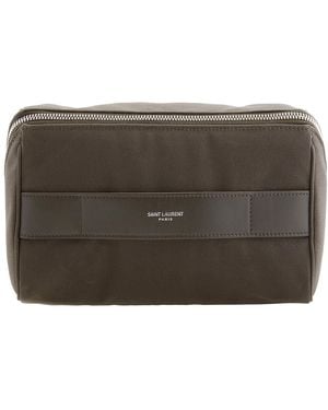 Saint Laurent Paris Cotton Toiletry Pouch - Green