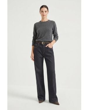 Brunello Cucinelli Dark Wide Trousers, Brand Size 46 (Us - Multicolour