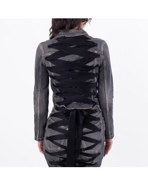 Balenciaga Rear Lace Up Denim Jacket, Brand Size 34 (Us - Black