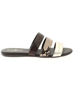 Hogan Valencia Ciabatta Sandals - Brown