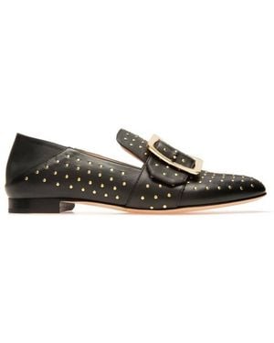 Bally Janelle Buckle Studded Leather Loafers, Brand Size 35. Us - Green