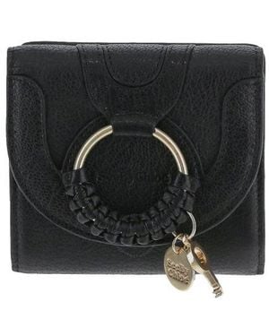 See By Chloé Hana Square Leather Compact Wallet - Black