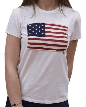 Polo Ralph Lauren Cotton Flag Graphic Tee - Grey