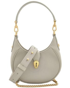BVLGARI Serpenti Ellipse Leather Crossbody Bag - Grey