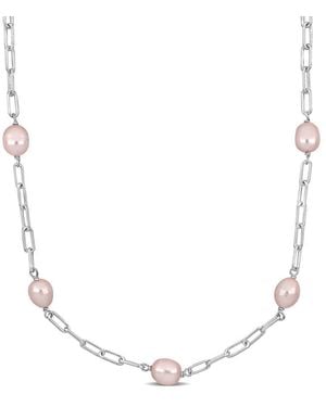 Amour 8-9Mm Cultured Freshwater Pearl Station Necklace - Metallic