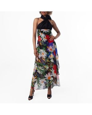 Burberry Daisy Garden Silk Blend Dress, Brand Size 8 Us - Black