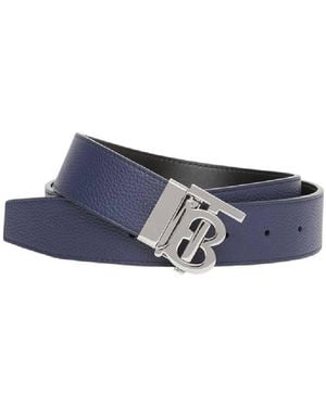 Burberry Monogram Motif Reversible Leather Belt - Blue