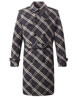 Burberry Check Long Belted Trench Coat, Brand Size 46 Us - Black