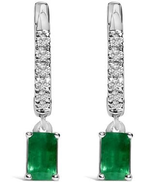 Haus of Brilliance 10K Oval Emerald And 1/8 Cttw Diamond Drop Earrings (I-J Colour, I1-I2 Clarity) - Green