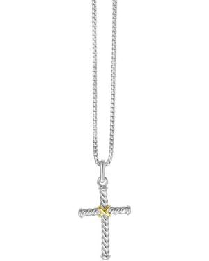 Tresorra Sterling & 18K Cross Pendant Necklace - Metallic
