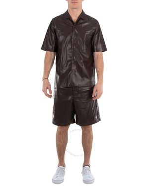 Nanushka Bodil Short Sleeve Leather Shirt - Black