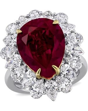 Created Forever 11Ct Tgw Created Ruby And 3 4/5Ct Tw Lab-Grown Diamond Cocktail Ring - Red