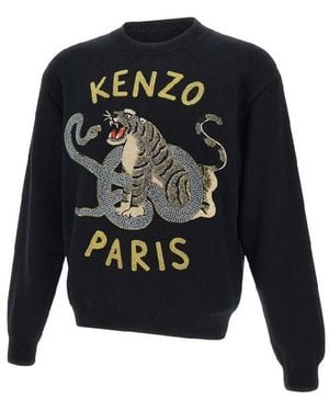 KENZO Logo Embroidered Jumper - Blue