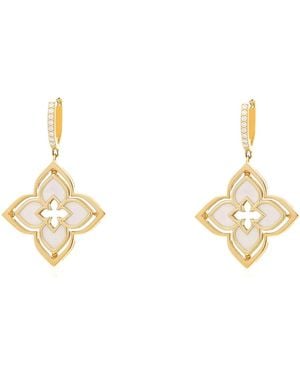 Roberto Coin 18K Venetian Princess Pirouette Diamond & Mother Of Pearl Flower Drop Earrings 8883468Ayerxp - Metallic