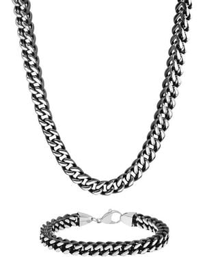Robert Alton Two-Tone Franco Chain Necklace And Bracelet Jewellery Set - Metallic