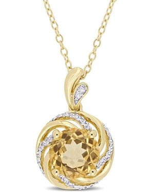 Amour 1 7/8 Ct Tgw Citrine Topaz And Diamond Swirl Necklace - Metallic