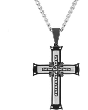 Robert Alton 1/8Ctw Diamond Stainless Steel With Finish Cross Pendant - Metallic