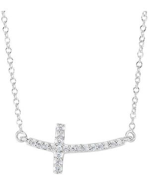 Tresorra 14K Diamond Side Cross Necklace - Metallic
