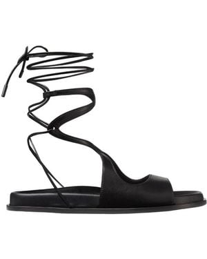 Jimmy Choo Azure Nappa Leather Flat Sandals, Brand Size 38.5 Us - Black