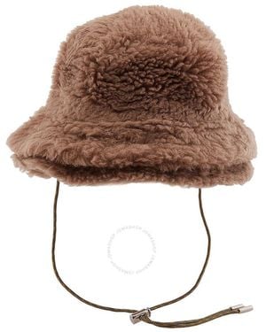 Sacai Double Brim Faux Shearling Hat, Brand - Brown