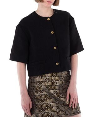 Moschino Short-Sleeve Cropped Jacket, Brand Size 44 Us - Black