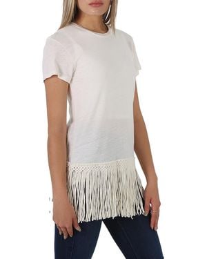 Polo Ralph Lauren Ladies Fringed Hem T-Shirt - White