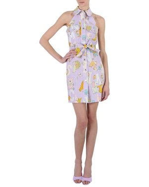 Moschino Ladies All Over Logo Circus Print Dress, Brand Size 38 (Us - Purple