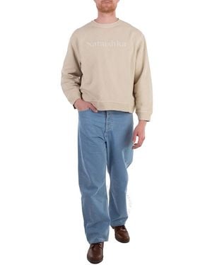 Nanushka Mart Cotton Logo-Embroidered Sweatshirt - Blue