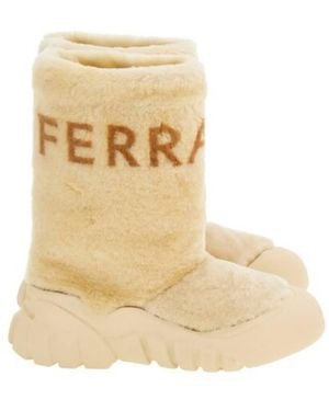 Ferragamo Delphi Shearling Ski Boots - Natural