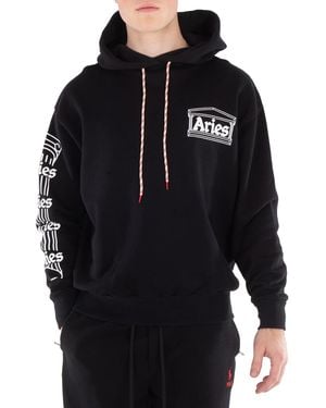 Aries Column Cotton Hoodie - Black