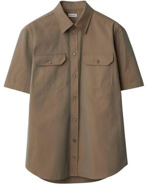 Burberry Equestrian Knight Motif Cotton Poplin Shirt - Brown